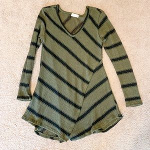 Altar’d State Olive and Black Striped Sweater